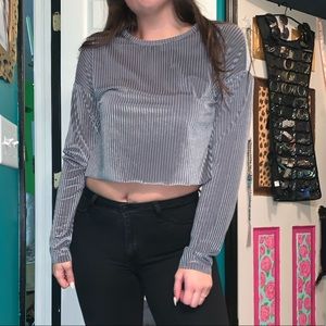 Icy Blue Long Sleeve Crop Top